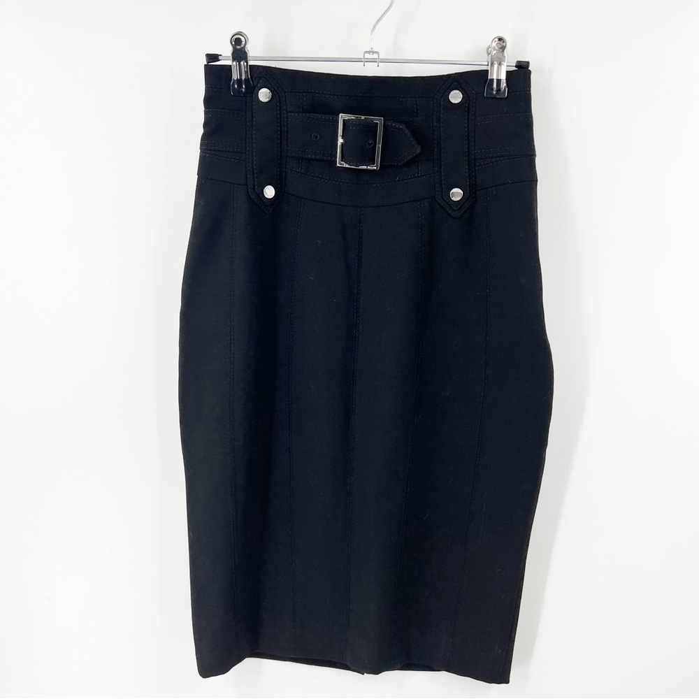 KAREN MILLEN Black Midi Pencil SKIRT Size 2
